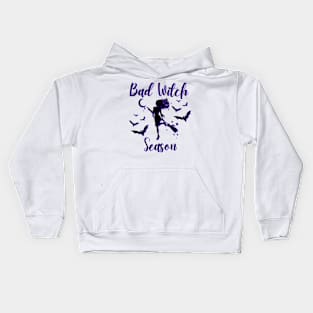 Bad Witch Season Bats Purple Kids Hoodie